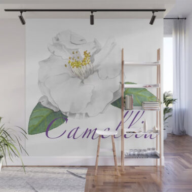 Casart peel and stick Wall Mural Camellia White