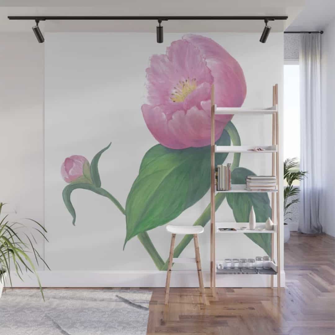 Casart peel and stick Wall Mural Peony Pink_S6