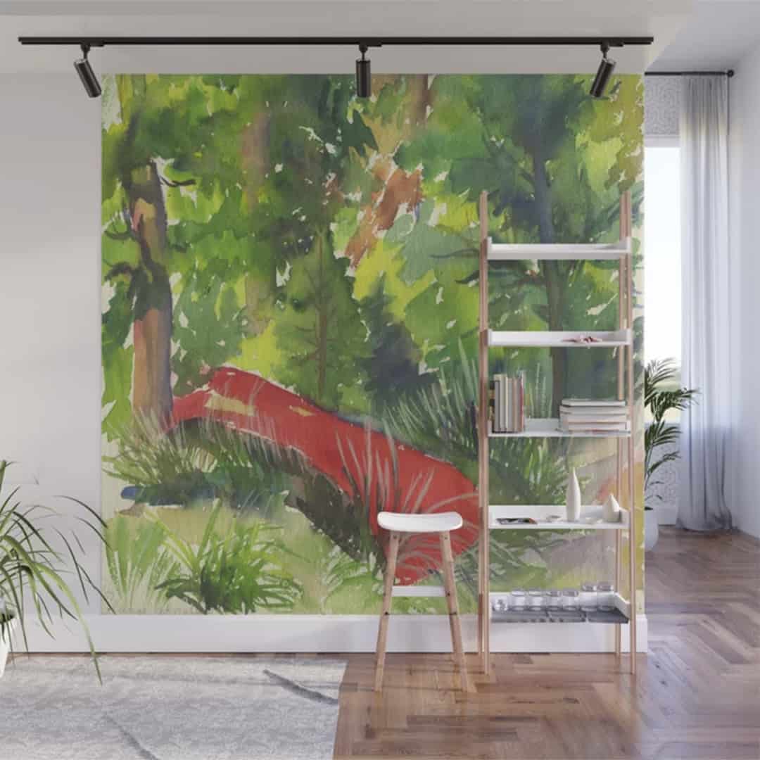 Casart removable Wall Mural Red Canoe AK_S6
