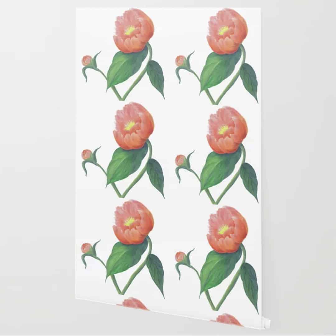 Casart removable Wallpaper Roll Peony Pattern Rose_S6
