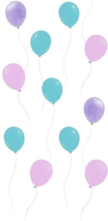 Casart T3 collection Balloon Bunch reusable wallpaper pink teal lavender