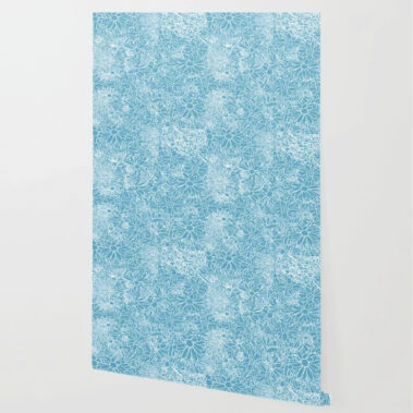 Casart Removable Wallpaper Roll in Flower Power White Teal