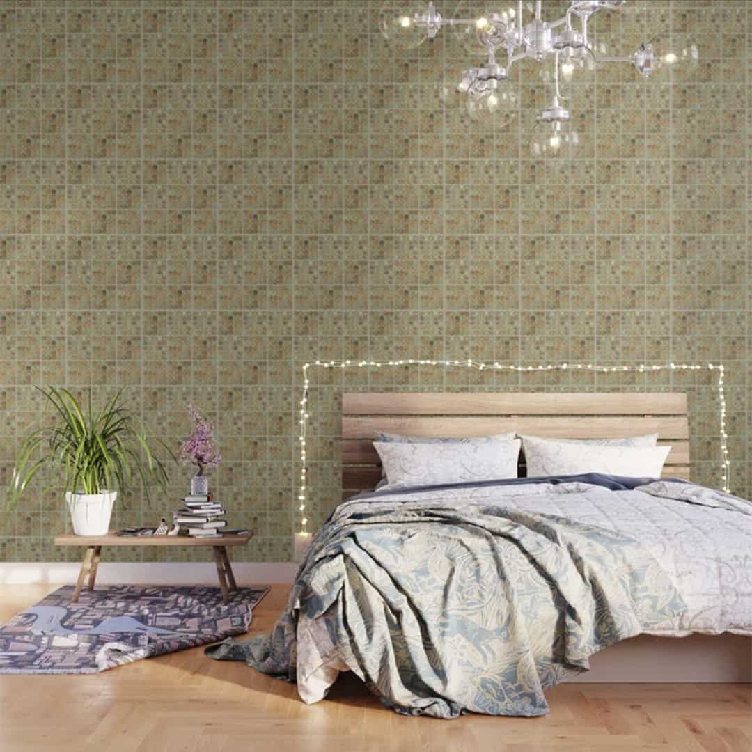 Casart repositionable Wallpaper Fx Glass Mosaic Tile Multi in Bedroom_S6