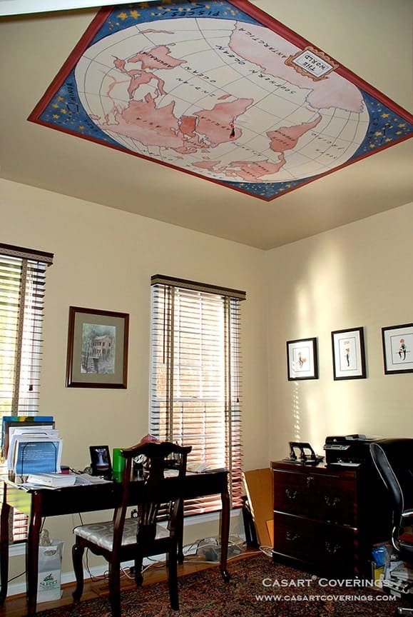 Casart Custom Map Ceiling Mural in Office in customer-gallery