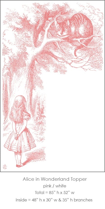 Casart Coverings Alice in Wonderland Topper_Cheshire Cat Sm_85 x 52_pink-white