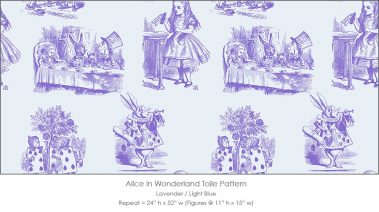Casart Coverings Alice in Wonderland Toile 1 lavender-ltblue