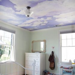 Example_Casart Coverings Client_Custom Ceiling Cumuloninbus Clouds temporary wallpaper Room View_temporary wallpaper