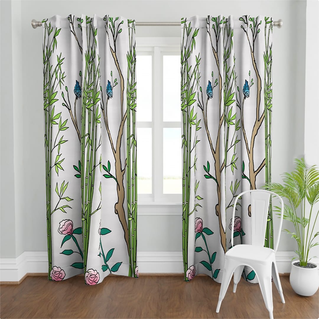 Casart Chinoiserie Panel 1a Colored Gray Raw Silk Curtains