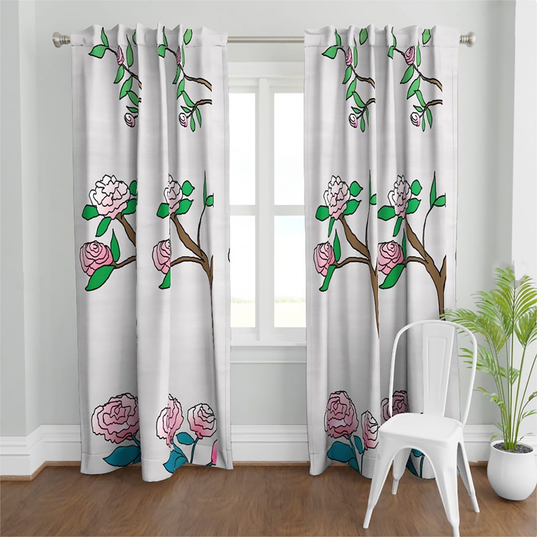 Casart Chinoiserie 5a Colored Gray Raw Silk Curtains
