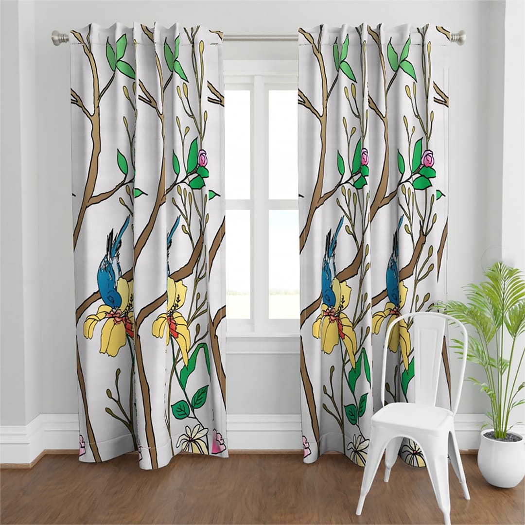 Casart Chinoiserie 5b Colored Gray Raw Silk Curtains