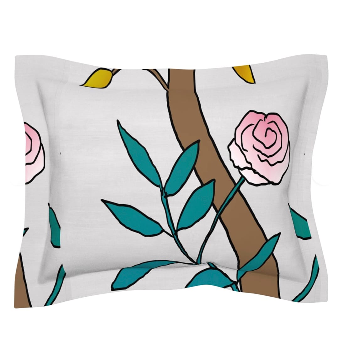 Casart Chinoiserie Panel 3a Colored Gray Raw Silk_Pillow Flange