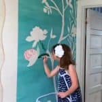 Chinoiserie removable wallpaper from Casart Coverings is a giant interactive wall coloring book with paint