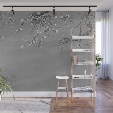 Casart Wall Mural Asia Blossom Pewter-White_S6