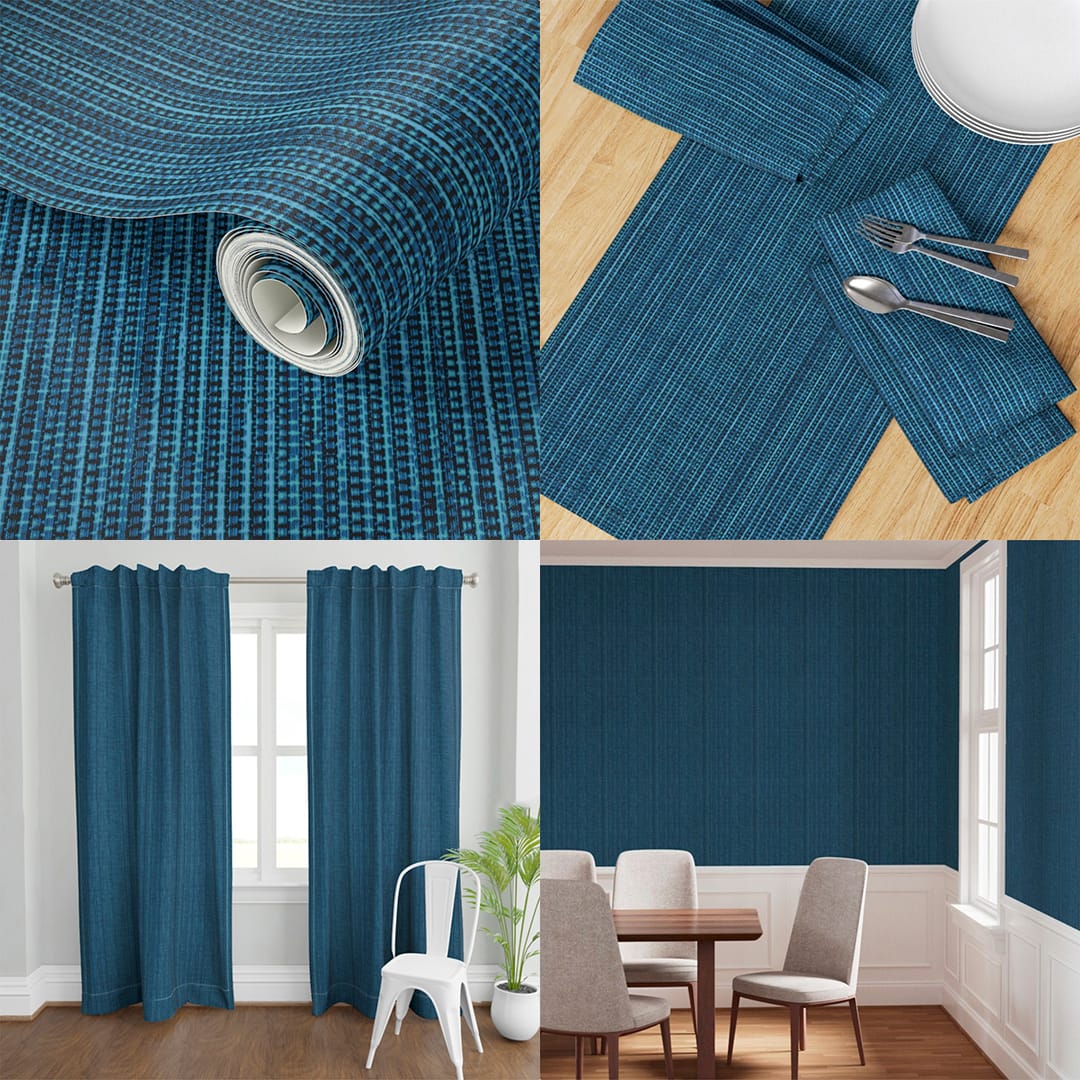 Casart Coverings Faux Grasscloth Electric Blue Composite