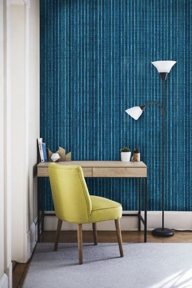 Casart Coverings Electric Blue_Grasscloth Room with removable wallpaper