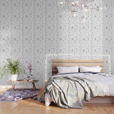 Casart Removable Wallpaper Light Rain Black and White Room_S6