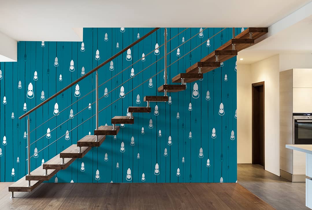 Casart Light Rain Pattern Temporary Wallpaper in stairwell
