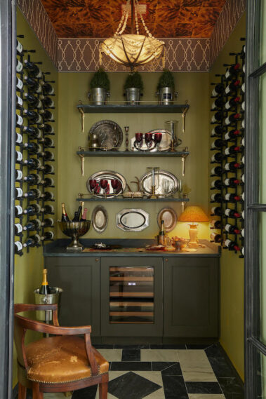 Chad Graci Wine Room After Faux Tortoiseshell 2 Casart Coverings removable wallpaper self adhesive wallcovering on ceiling